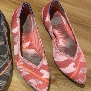 Rothy's Peach Camouflage Flats - Pink, Green, and Orange